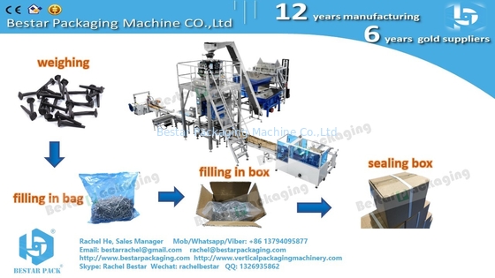 خط التعبئة التلقائي للوزن والملء لصندوق التعبئة للأظافر الألياف 4-10KG