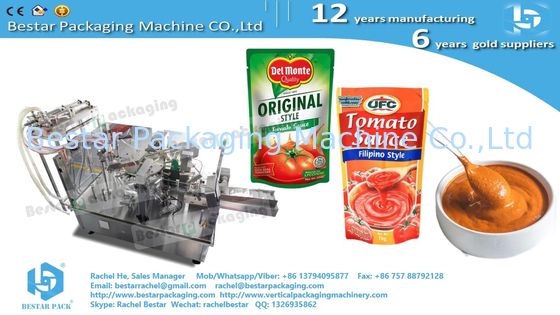Soup filling packing machine for stand up pouch with nozzle