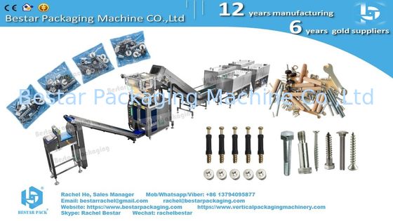 Hardware packing machine bucket conveyor type with enclosure to reduce noise