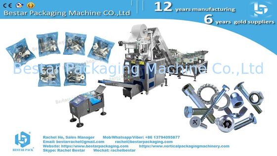 Automatic Counting Packaging Machine with 9 Custom Vibratory Bowls and Bucket Conveyor for Hardware