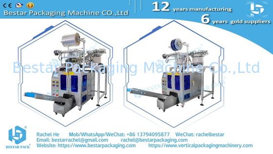 Long screw automatic alignement packaging machine with two counting bowls