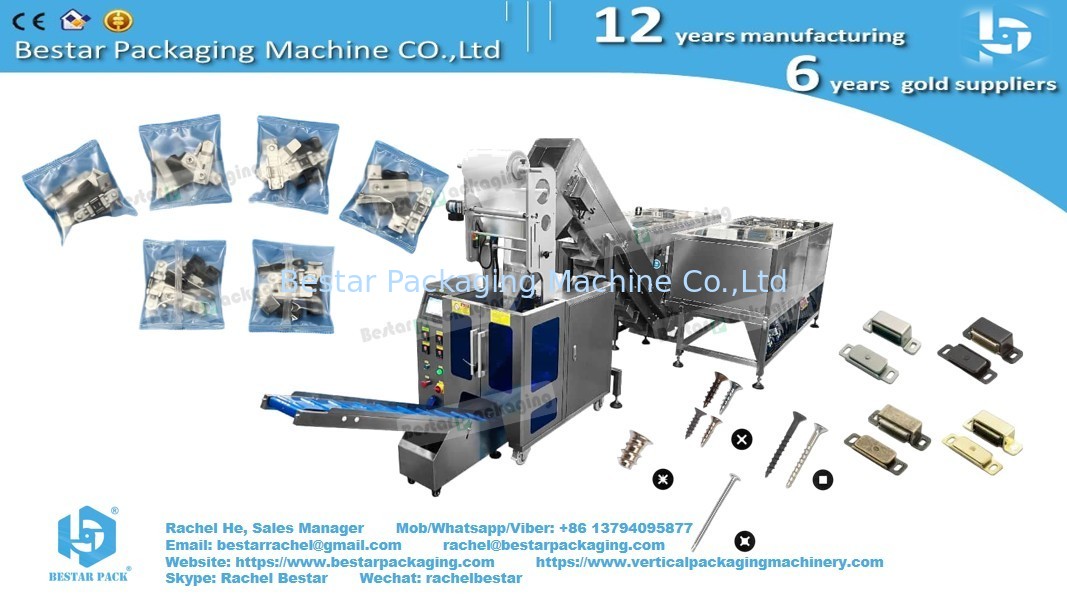 Hardware packing machine bucket conveyor type with enclosure to reduce noise